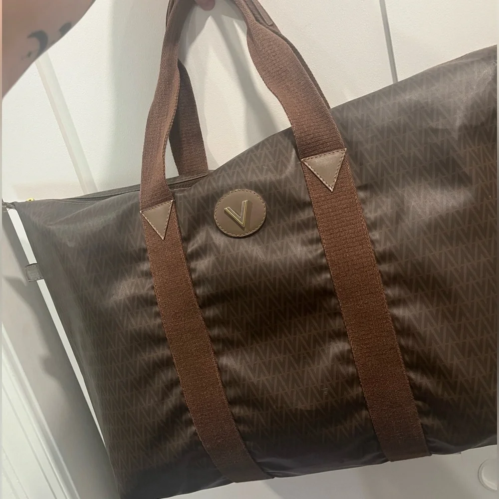 Mario Valentino Duffel Large Travel Tote Bag Brown